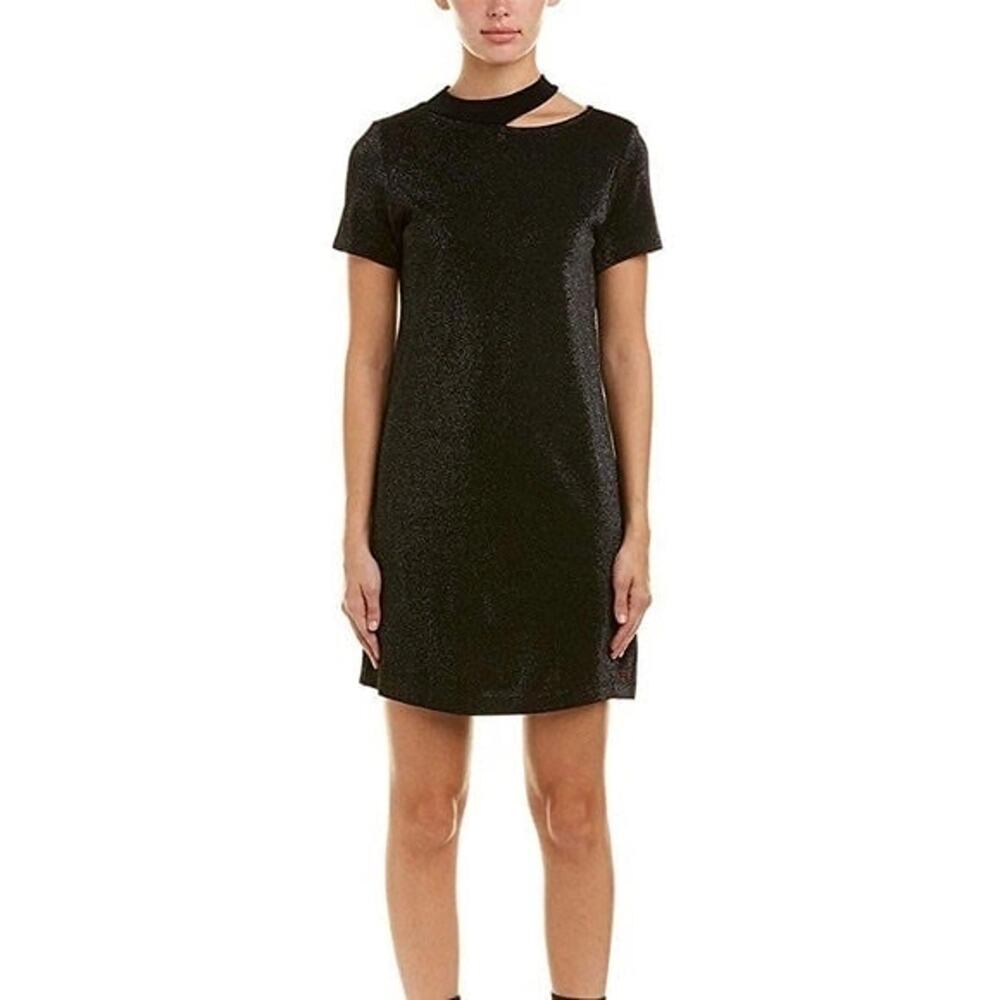 n:Philanthropy Metallic Nothing Dress Sz Large Black Shimmery Short Sleeve Shift